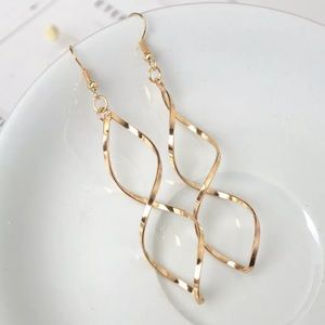 Women's Girls gold twist spiral earrings